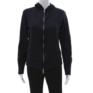 OFFICINE GENERALE Womens Merino Wool High Neck Full Zip Sweater Blue Size L